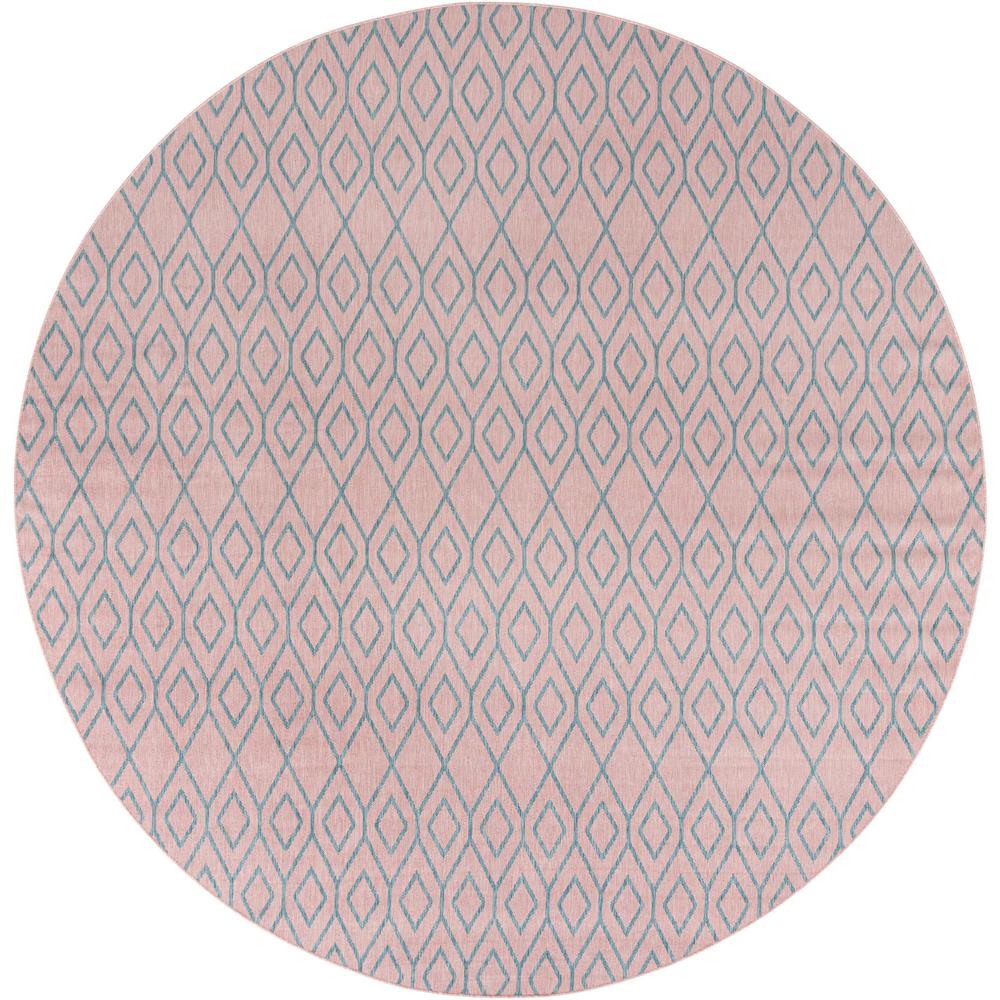 Jill Zarin Outdoor Turks and Caicos Area Rug 13' 0" x 13' 0", Round Pink and Aqua. Picture 1