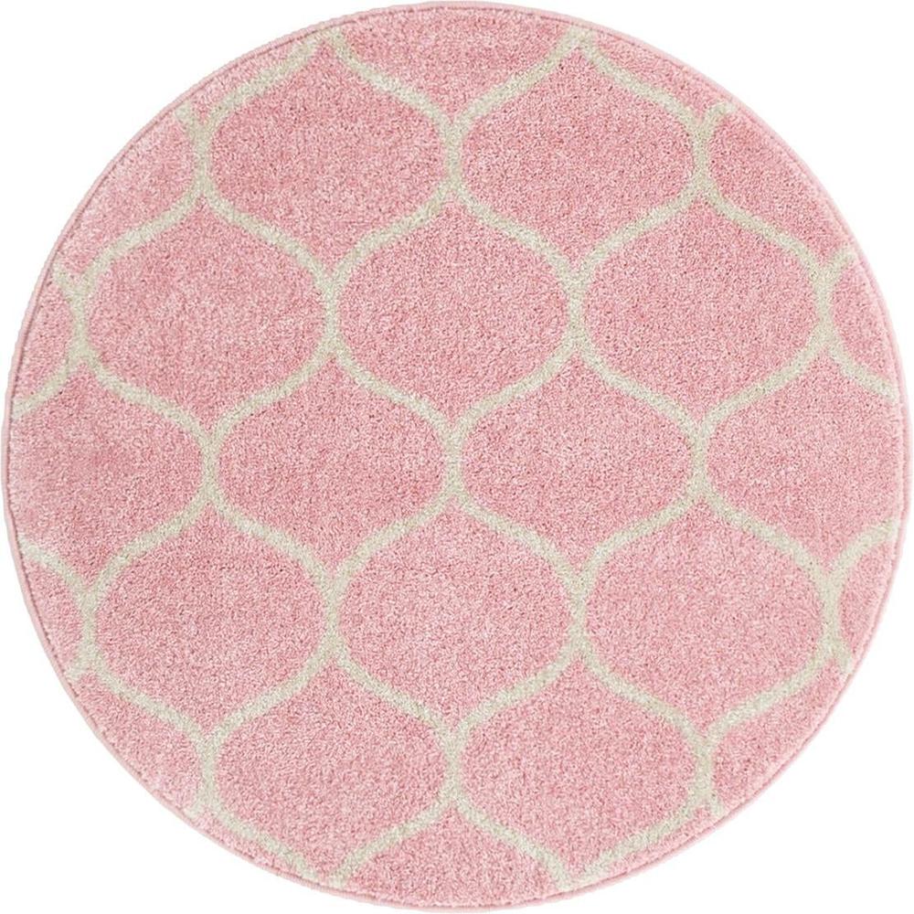 Unique Loom 3 Ft Round Rug in Pink (3151533). Picture 1