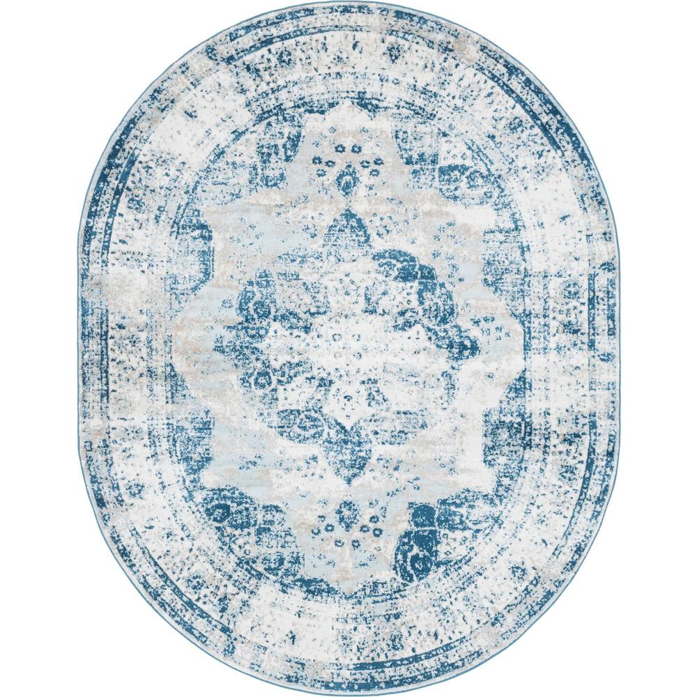 Unique Loom 8x10 Oval Rug in Blue (3151856). Picture 1