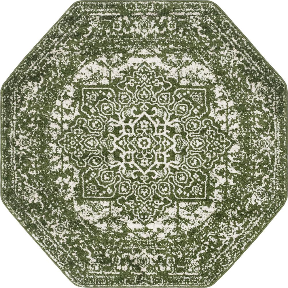 Unique Loom 5 Ft Octagon Rug in Green (3150461). Picture 1