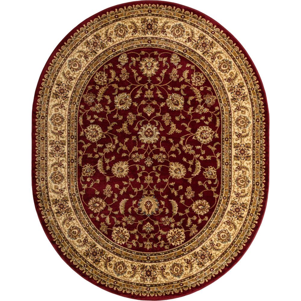 Unique Loom 8x10 Oval Rug in Red (3157612). Picture 1