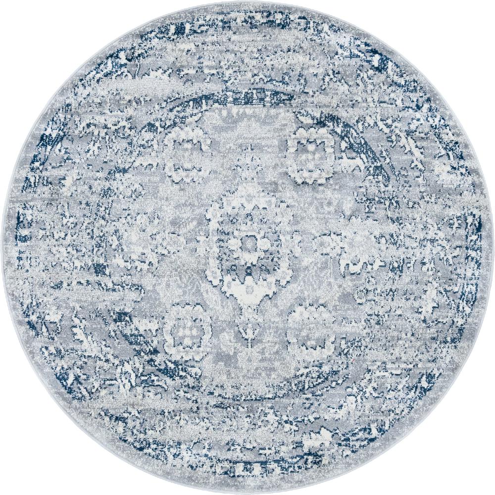 Unique Loom 5 Ft Round Rug in Gray (3150074). Picture 1