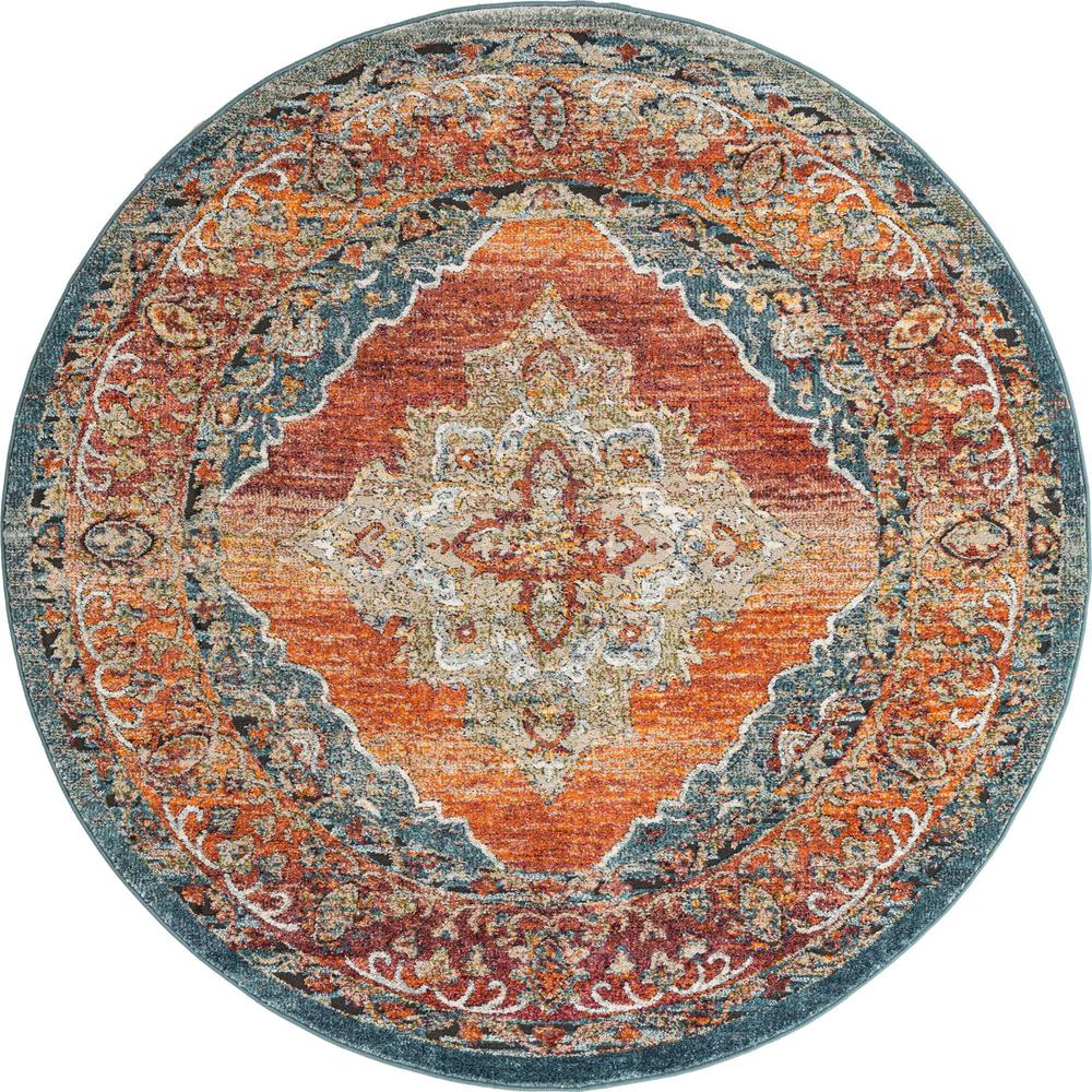 Unique Loom 6 Ft Round Rug in Rust Red (3161986). Picture 1