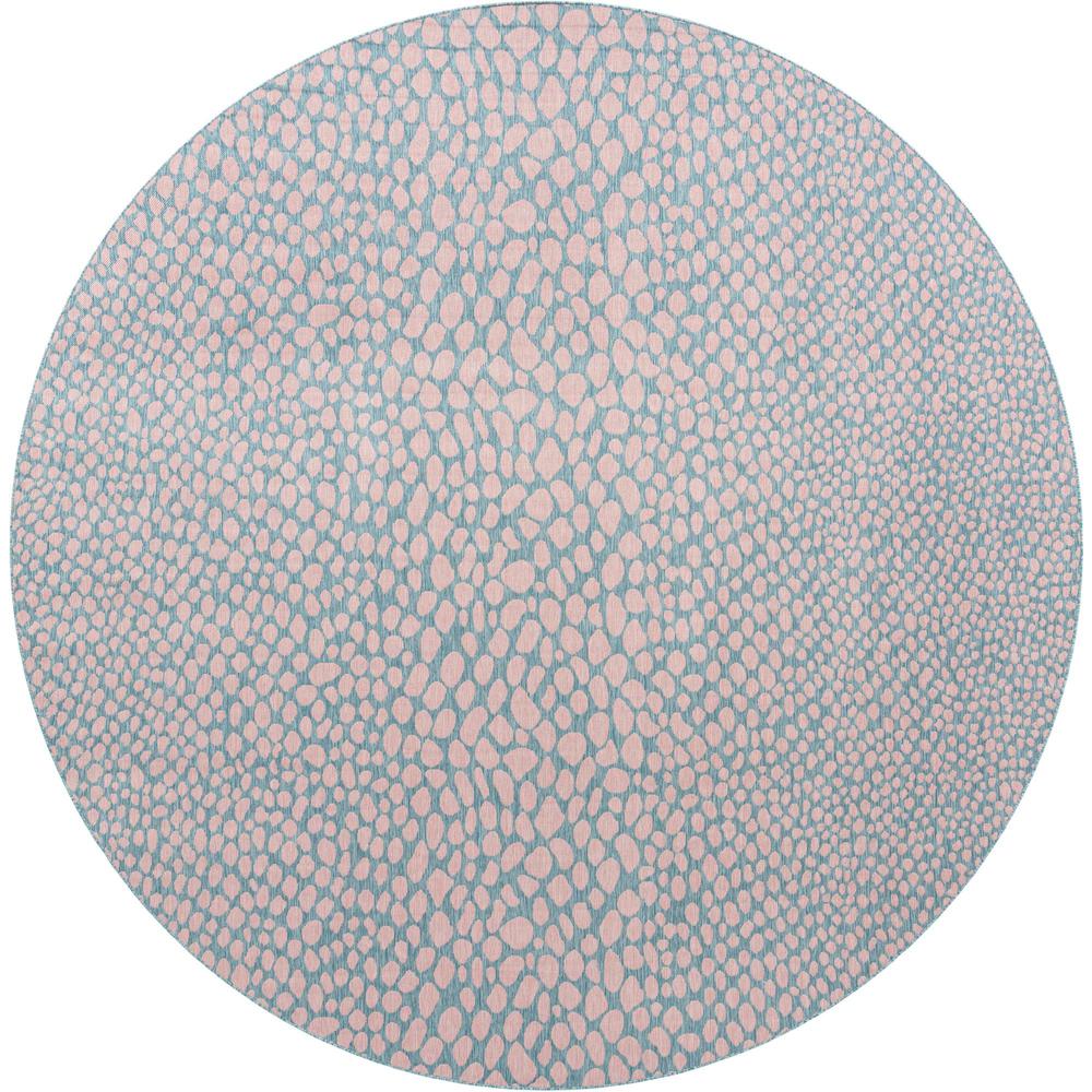 Jill Zarin Outdoor Cape Town Area Rug 13' 0" x 13' 0", Round Pink and Aqua. Picture 1