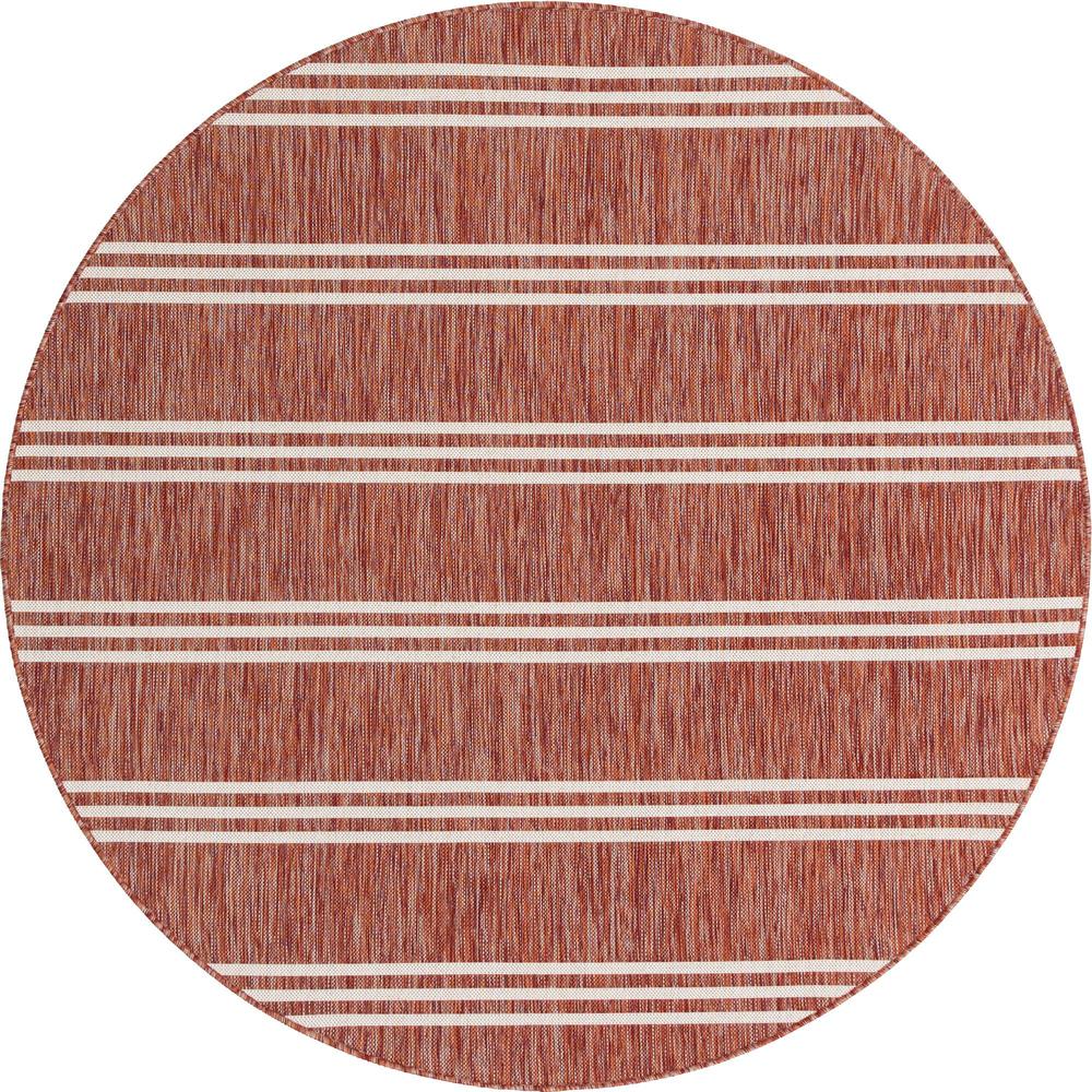 Jill Zarin Outdoor Anguilla Area Rug 6' 7" x 6' 7", Round Rust Red. Picture 1