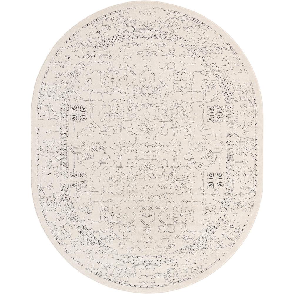 Unique Loom 8x10 Oval Rug in Ivory (3161916). Picture 1