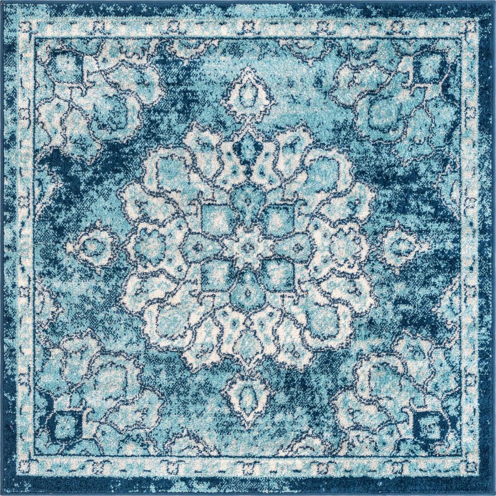 Unique Loom 4 Ft Square Rug in Blue (3158640). Picture 1