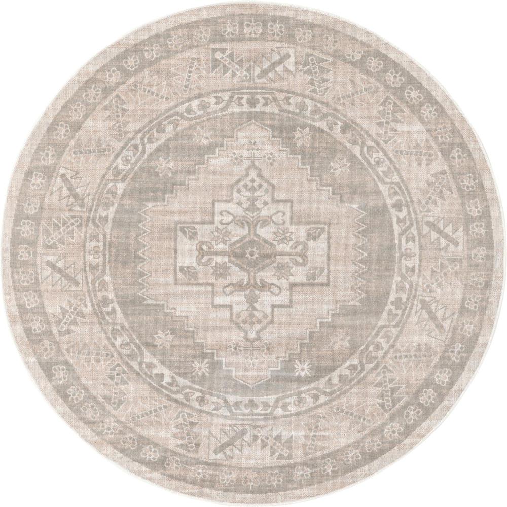 Unique Loom 5 Ft Round Rug in Cloud Gray (3154980). Picture 1