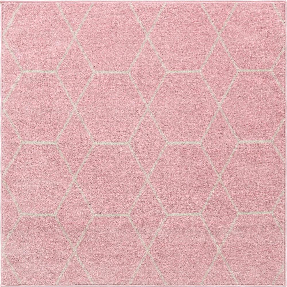 Unique Loom 4 Ft Square Rug in Light Pink (3151611). Picture 1