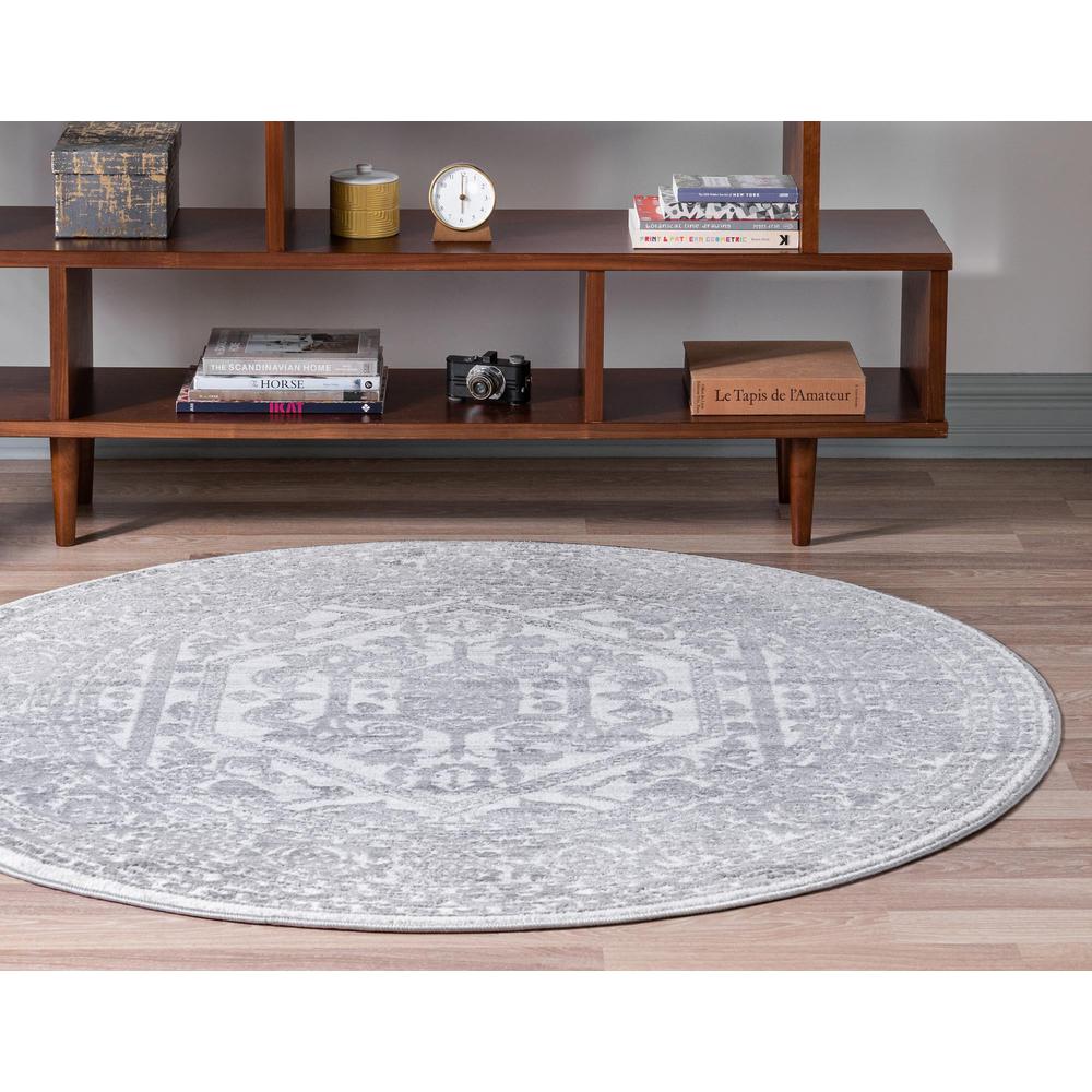 Unique Loom 3 Ft Round Rug in Ivory (3150668). Picture 3