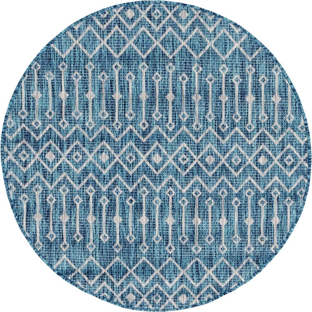 Unique Loom 5 Ft Round Rug in Teal (3159505). Picture 1