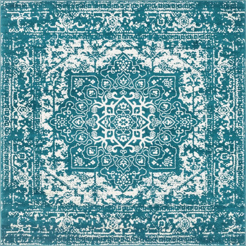 Unique Loom 8 Ft Square Rug in Turquoise (3150385). Picture 1