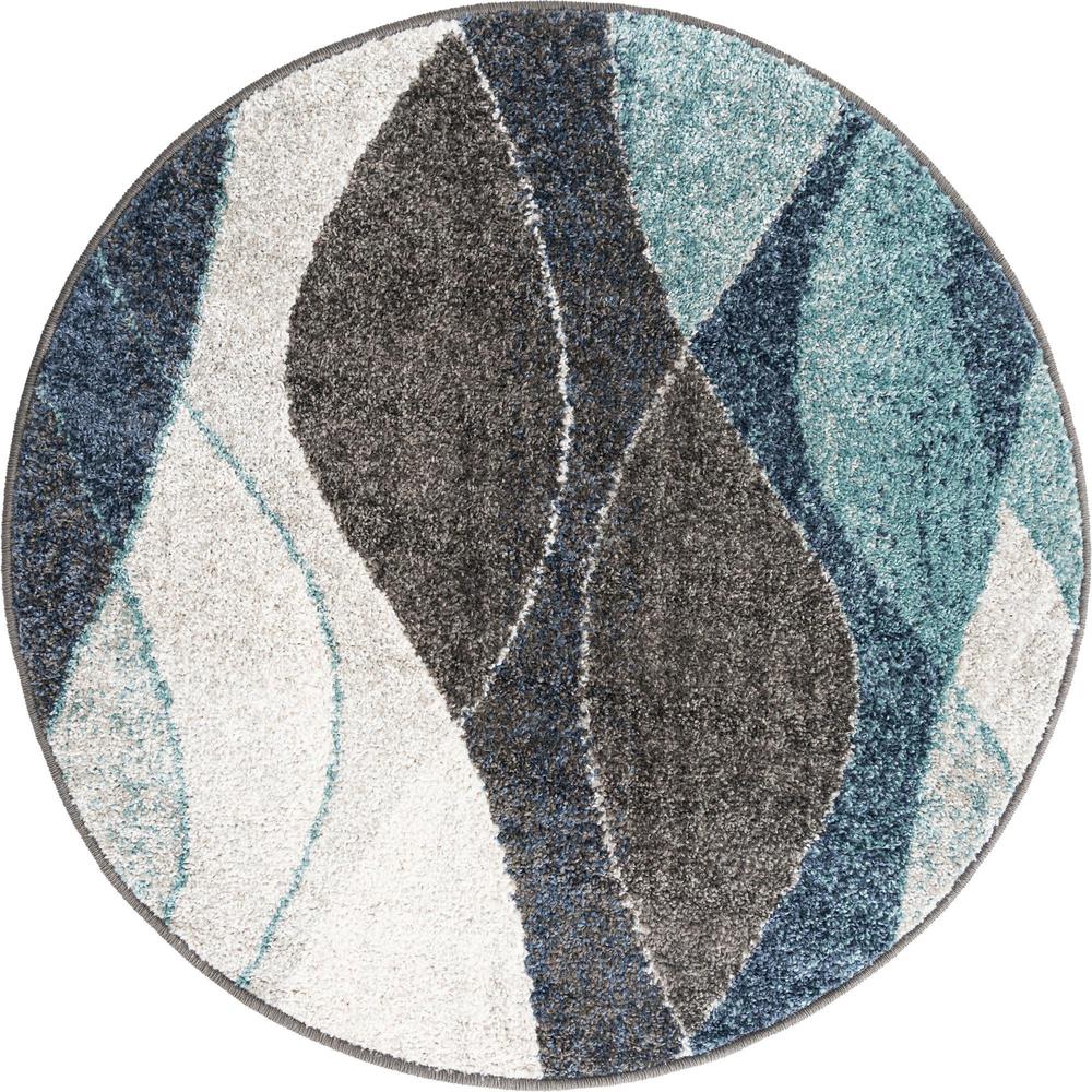 Unique Loom 3 Ft Round Rug in Blue (3164317). Picture 1