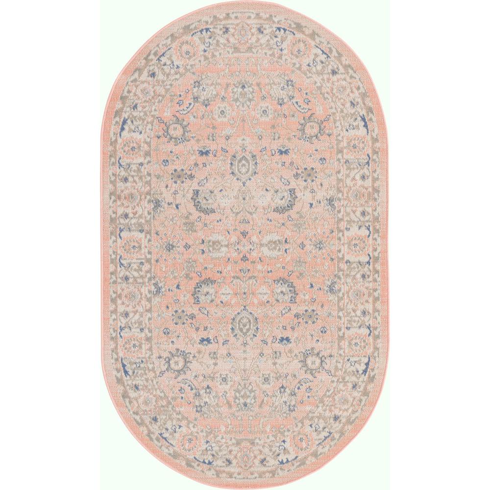 Unique Loom 3x5 Oval Rug in Powder Pink (3155000). Picture 1