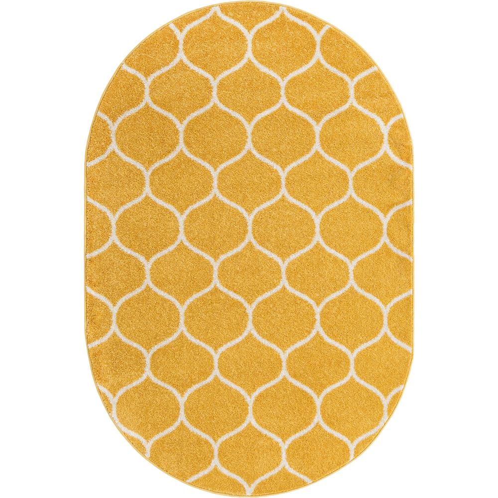 Unique Loom 4x6 Oval Rug in Yellow (3151679). Picture 1