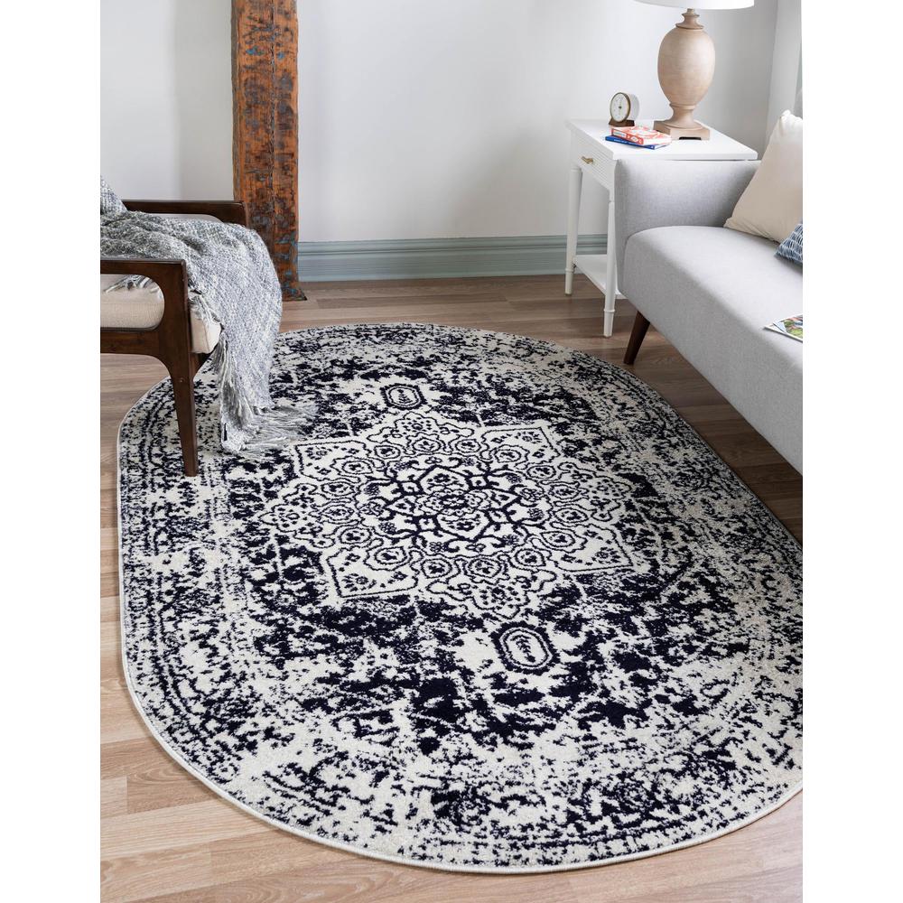 Unique Loom 8x10 Oval Rug in Blue (3150316). Picture 2