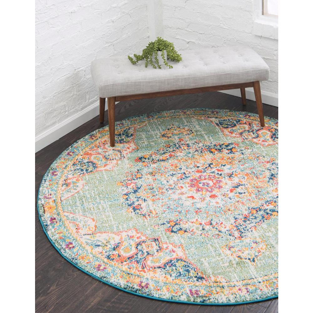 Penrose Alexis Area Rug 7' 1" x 7' 1", Round Green. Picture 1