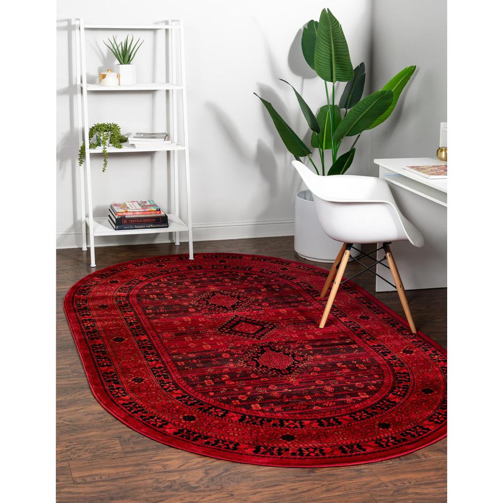 Unique Loom 8x10 Oval Rug in Red (3154197). Picture 2