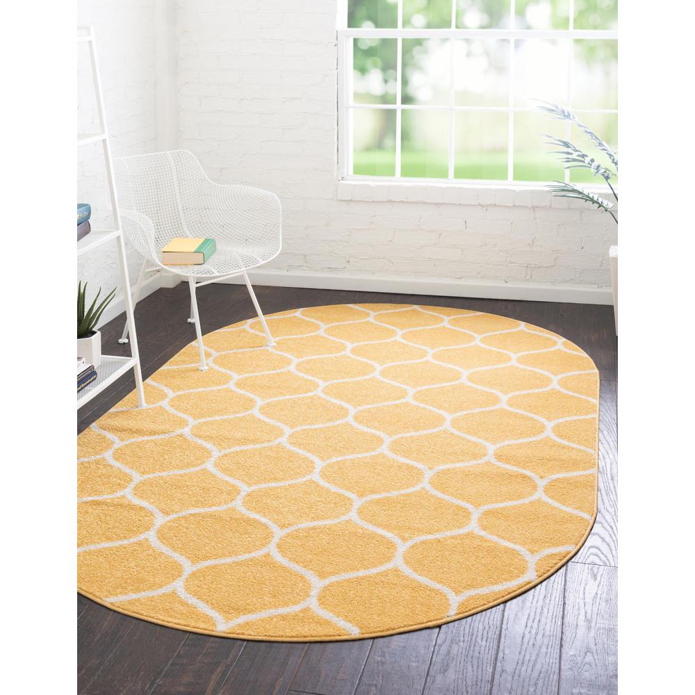 Unique Loom 5x8 Oval Rug in Yellow (3151678). Picture 2