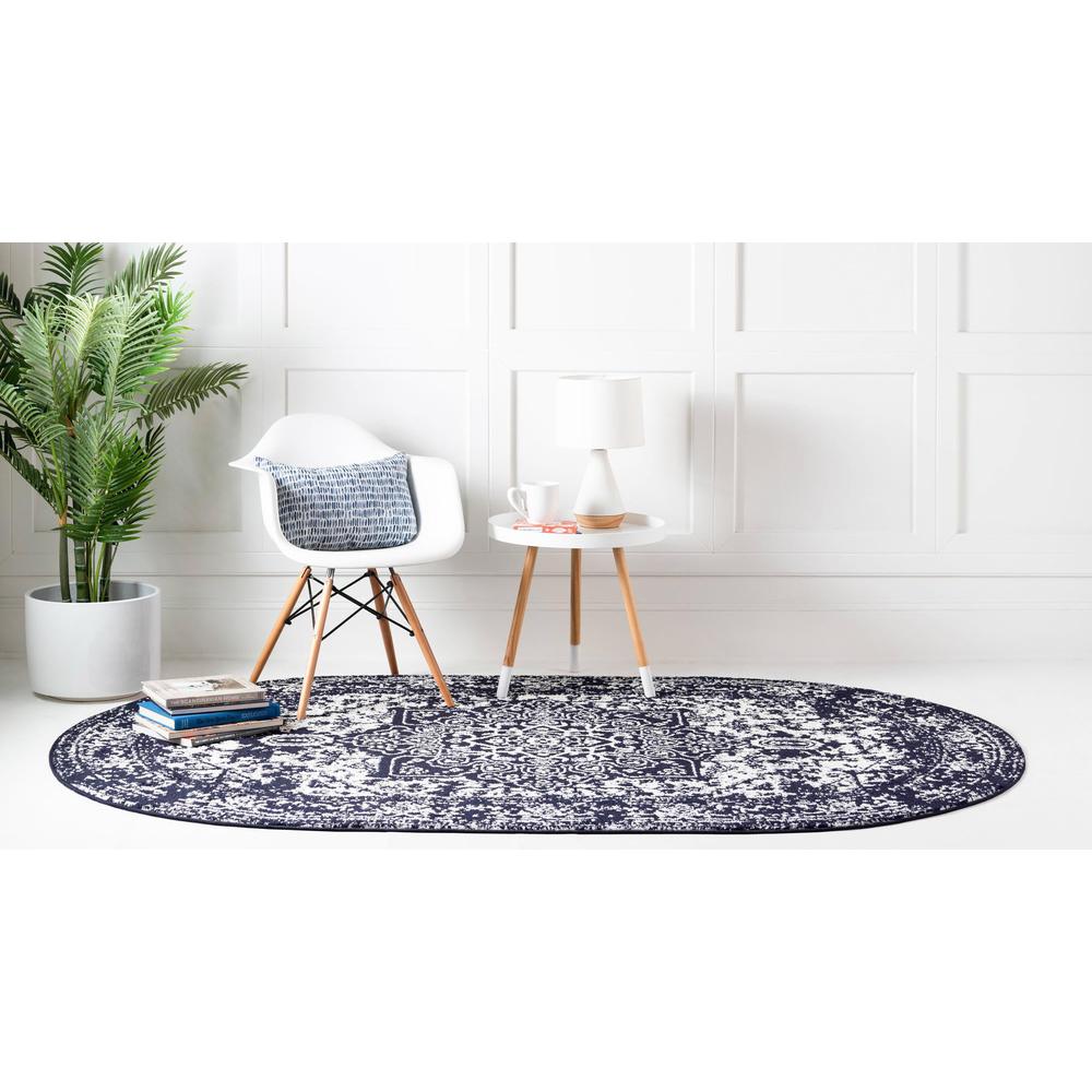 Unique Loom 8x10 Oval Rug in Navy Blue (3150340). Picture 4