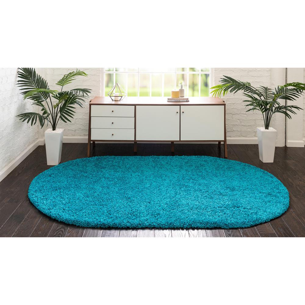 Unique Loom 8x10 Oval Rug in Turquoise (3151401). Picture 4