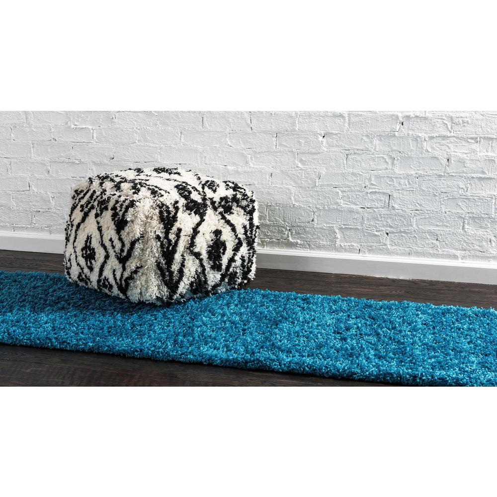 Solid Shag Rug, Turquoise (2' 6 x 13' 0). Picture 3