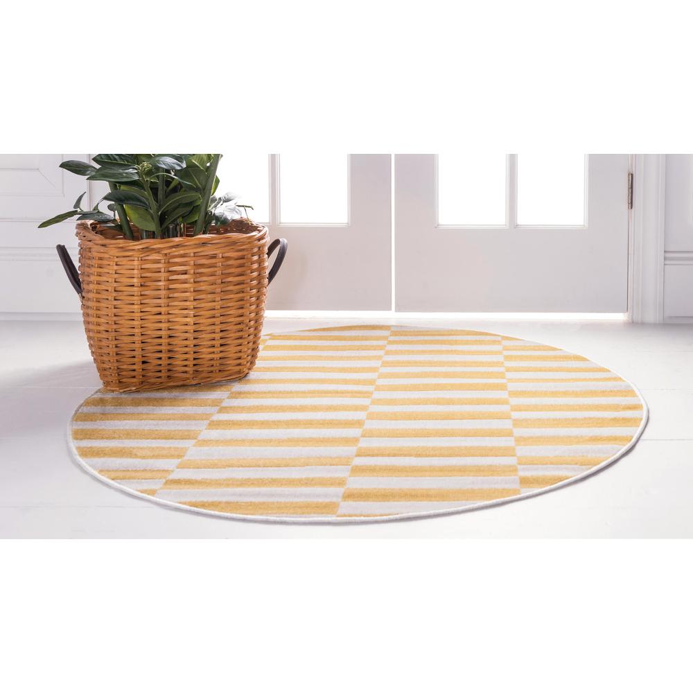 Striped Williamsburg Rug, Yellow (5' 0 x 5' 0). Picture 3