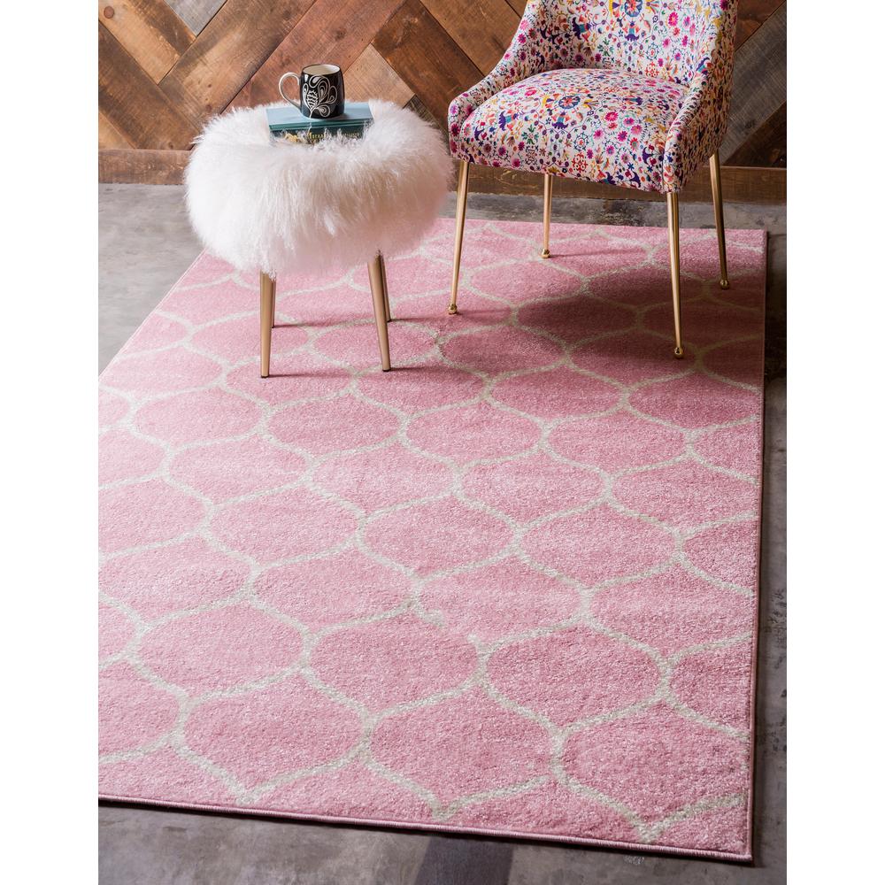 Rounded Trellis Frieze Rug, Pink (5' 0 x 8' 0). Picture 2