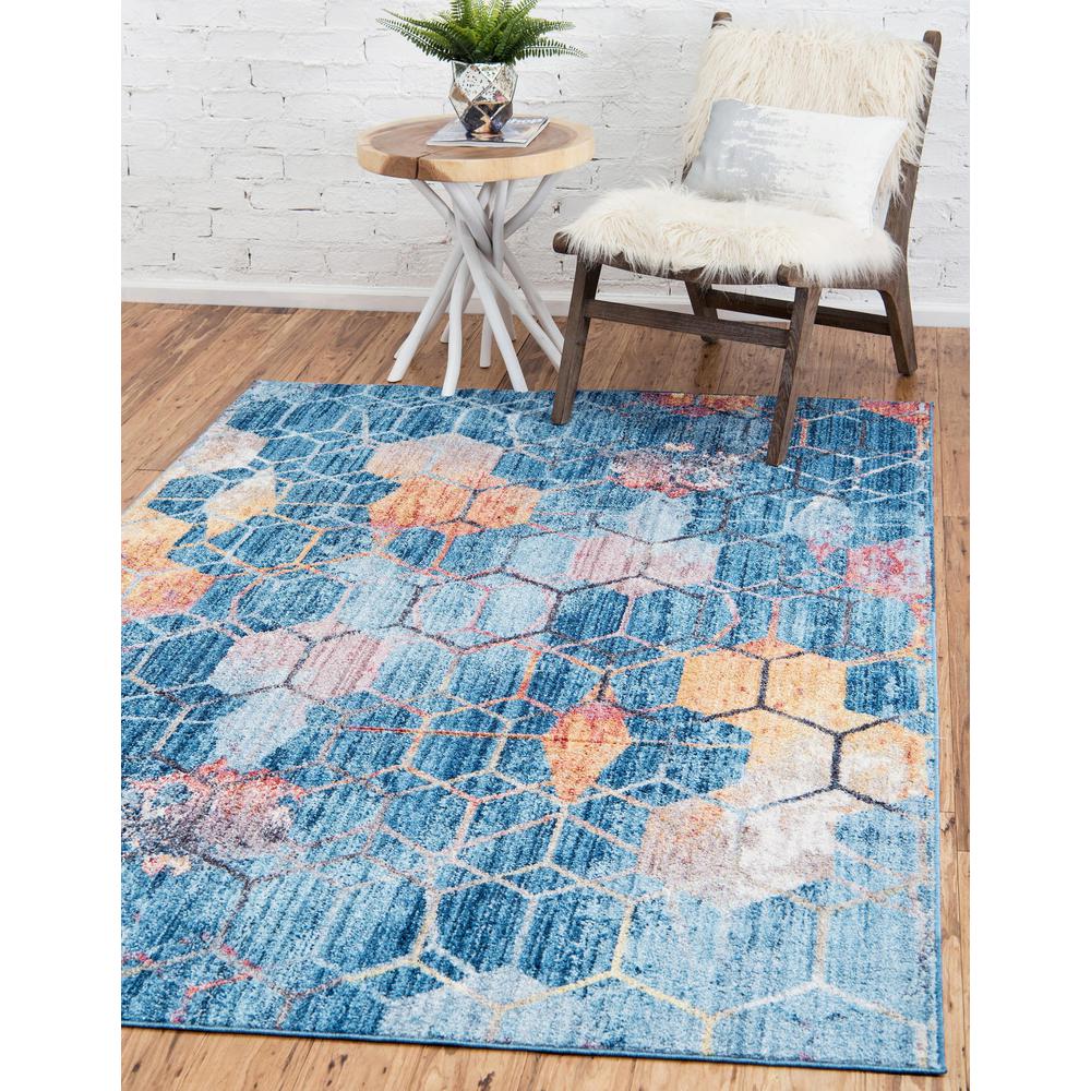 Rainbow Honeycomb Rug, Blue (7' 0 x 10' 0). Picture 2