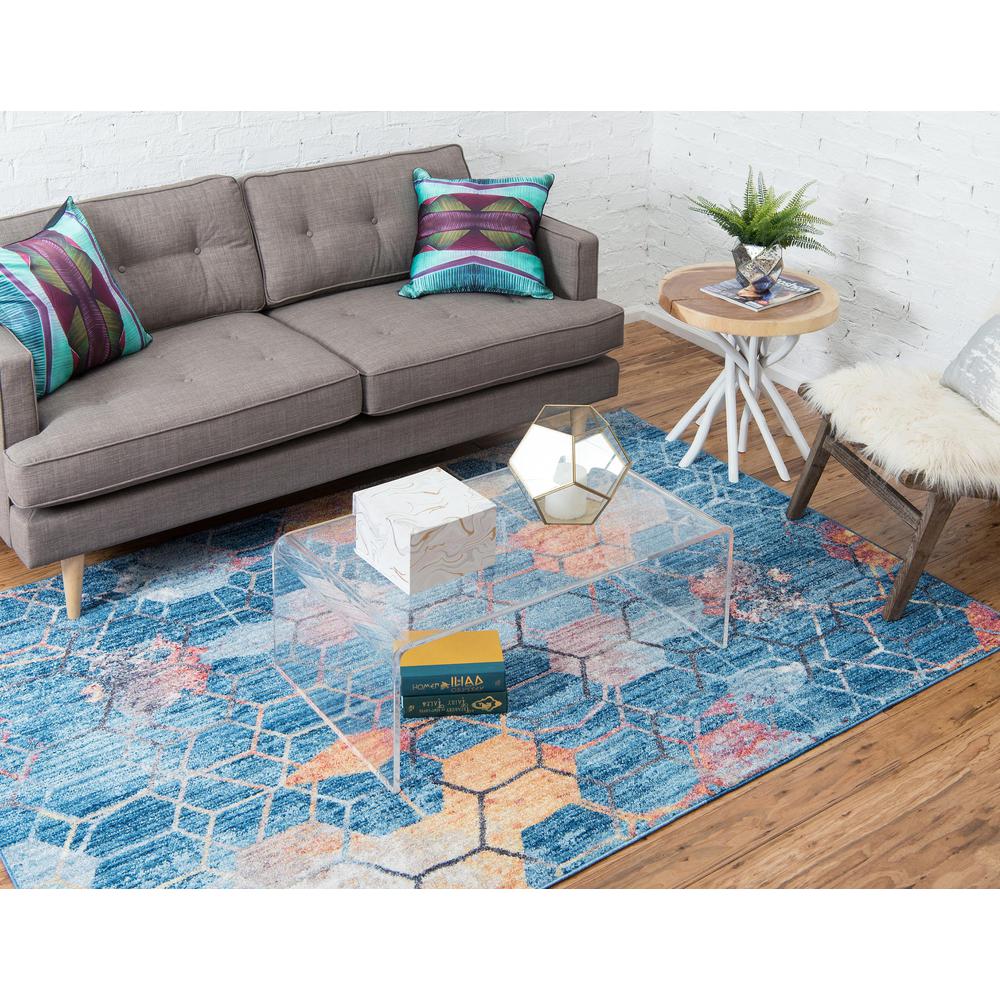 Rainbow Honeycomb Rug, Blue (7' 0 x 10' 0). Picture 3