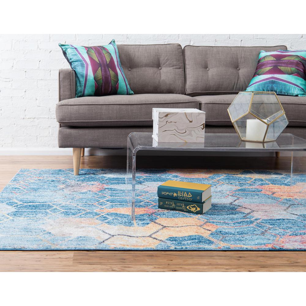Rainbow Honeycomb Rug, Blue (7' 0 x 10' 0). Picture 4