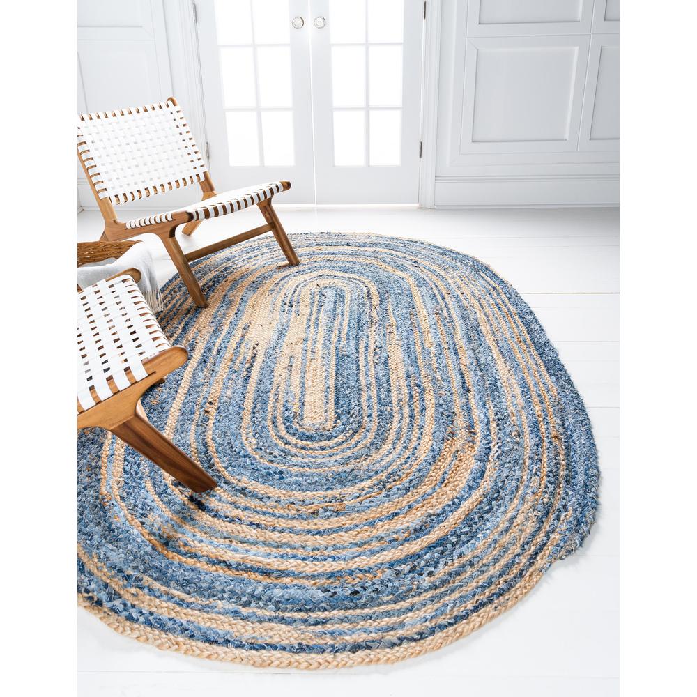 Braided Chindi Rug, Blue/Natural (3' 3 x 5' 0). Picture 2
