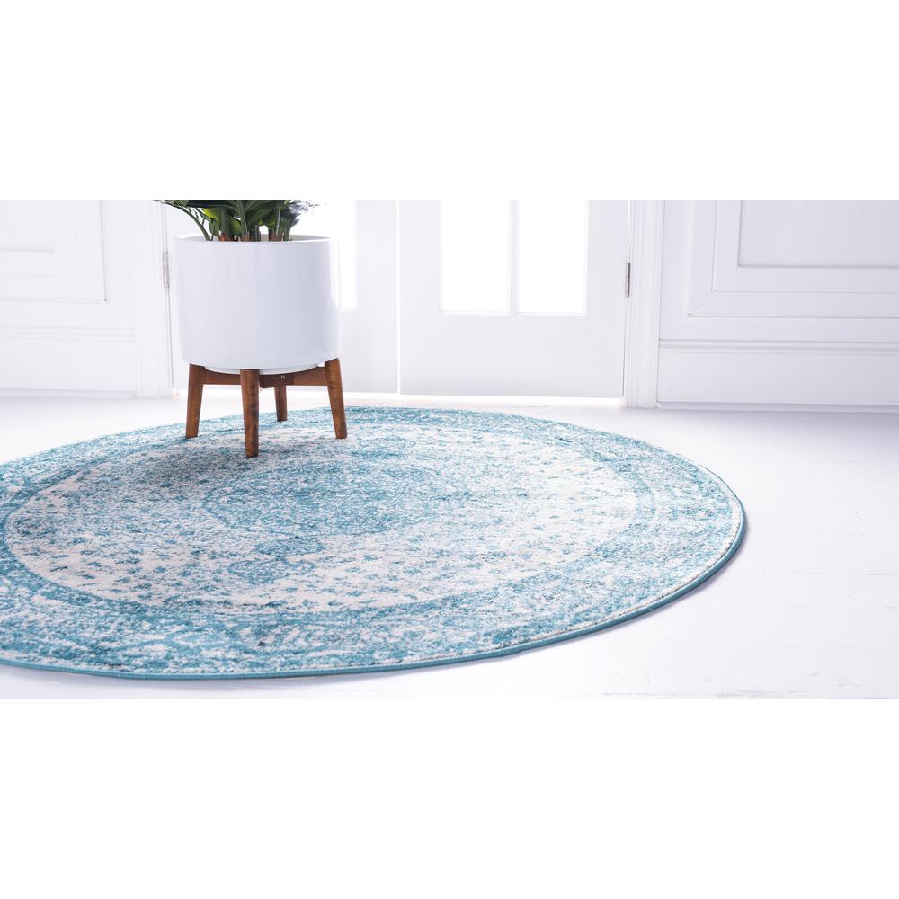 Midnight Bromley Rug, Turquoise (3' 0 x 3' 0). Picture 4