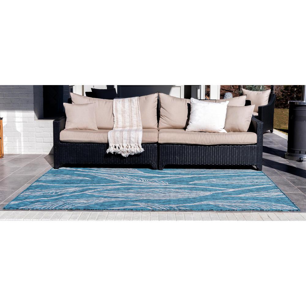 Outdoor Leaf Rug, Teal (7' 0 x 10' 0). Picture 4