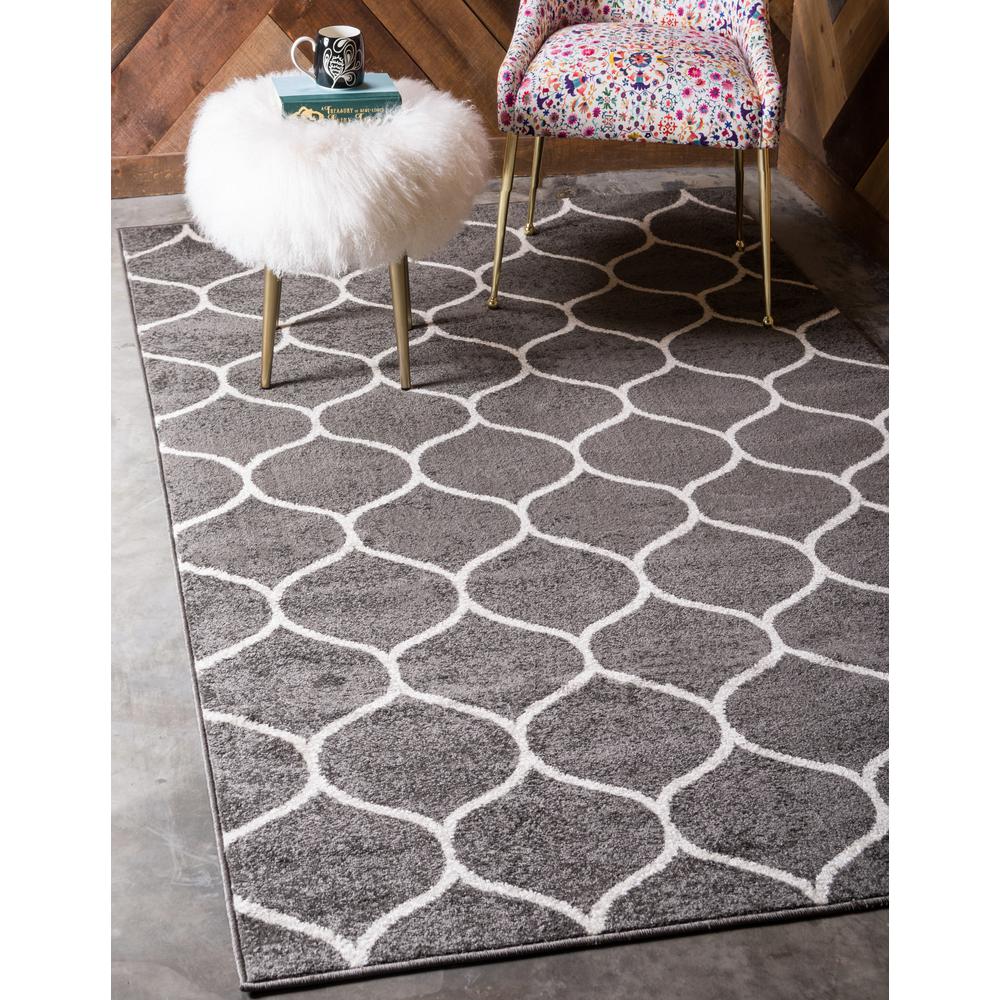 Rounded Trellis Frieze Rug, Dark Gray (6' 0 x 9' 0). Picture 1