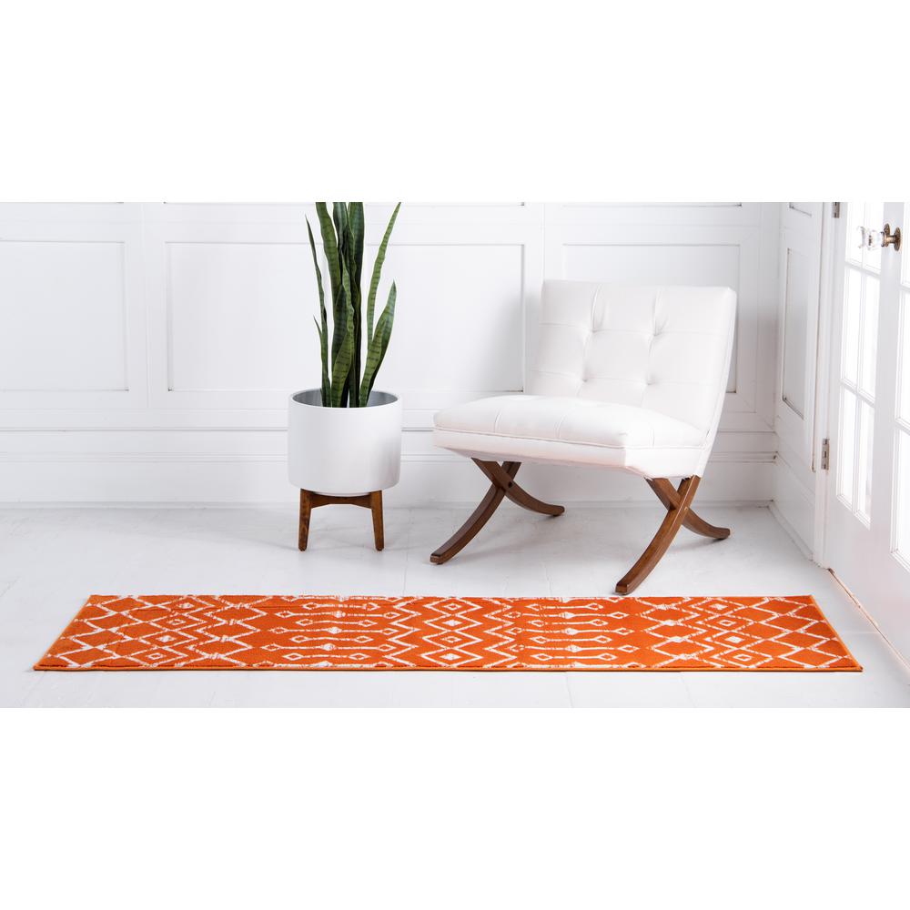 Moroccan Trellis Rug, Orange/Ivory (2' 6 x 8' 2). Picture 4