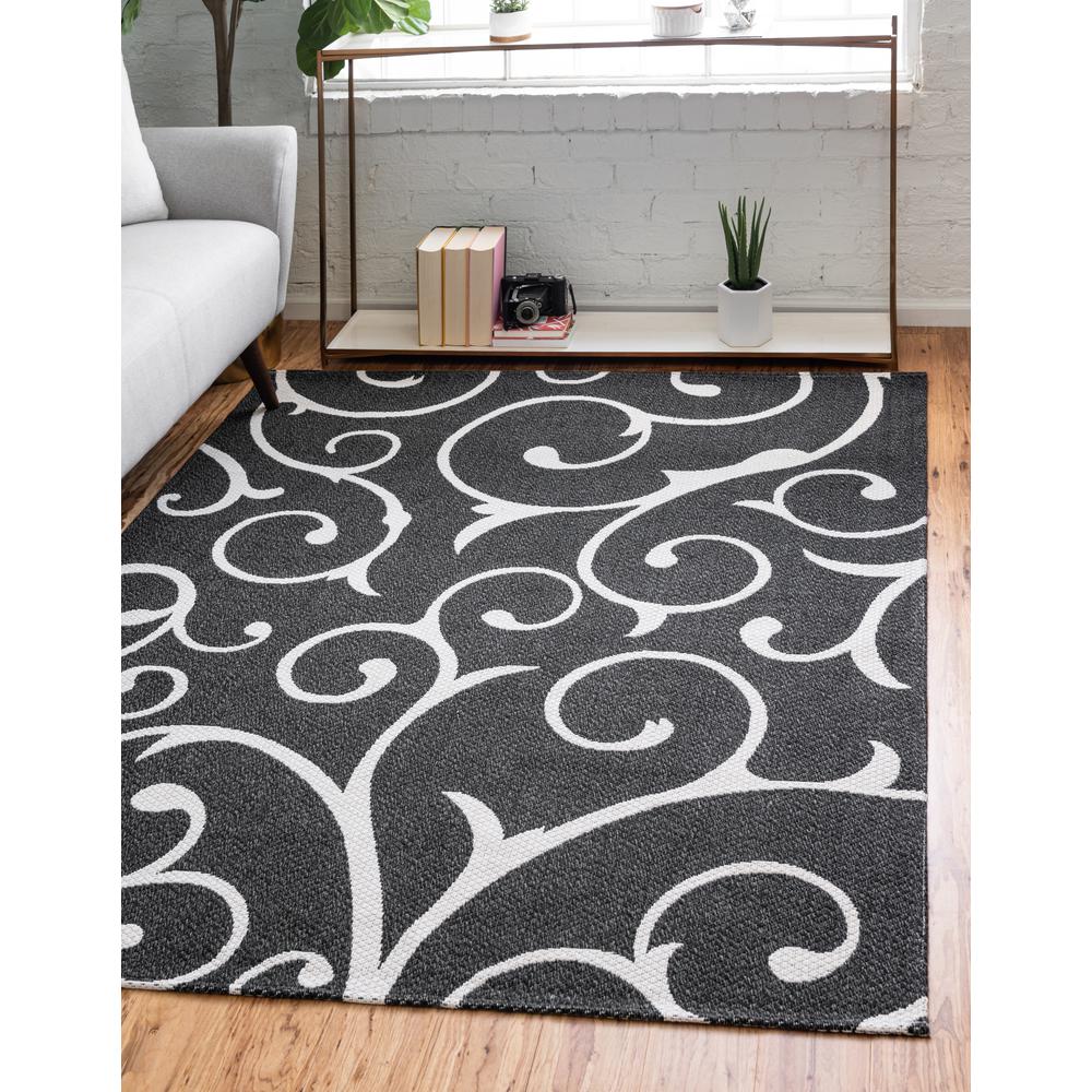 Scroll Decatur Rug, Black/Ivory (5' 2 x 7' 5). Picture 2