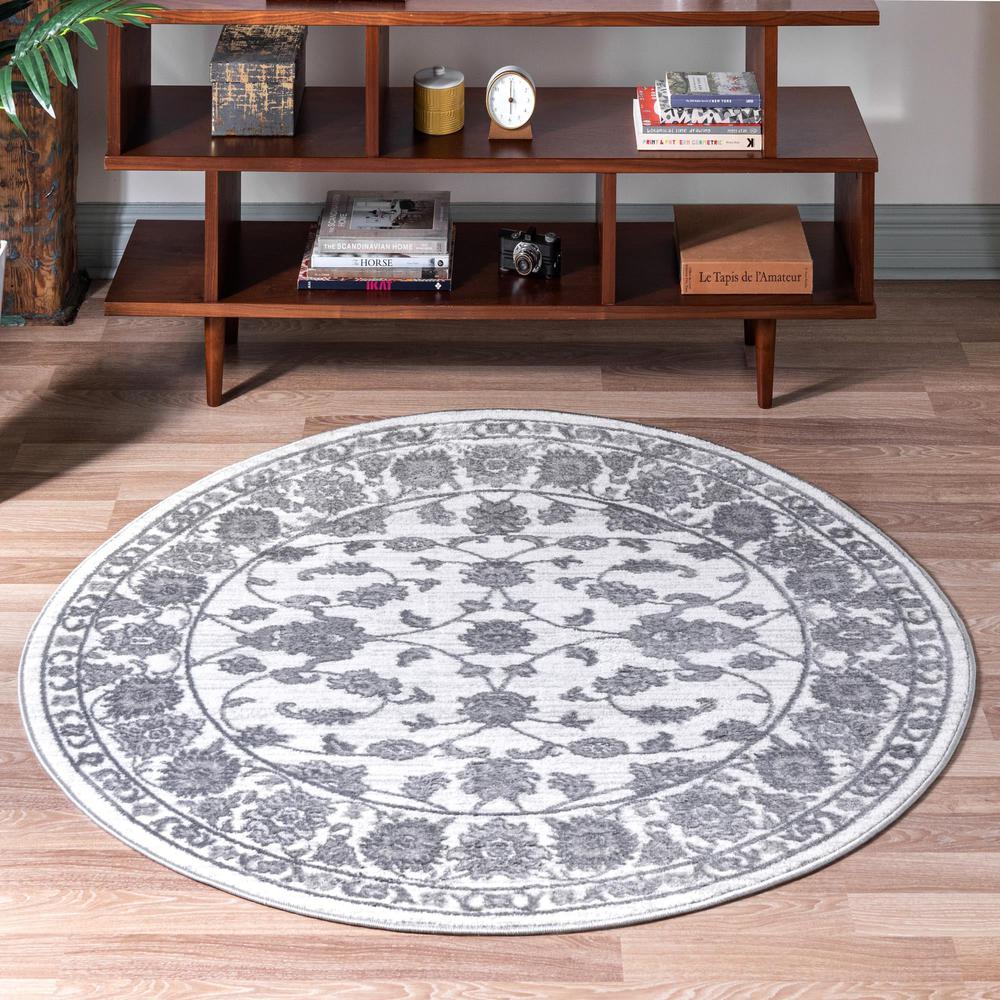 Unique Loom 8 Ft Round Rug in Ivory (3150706). Picture 2