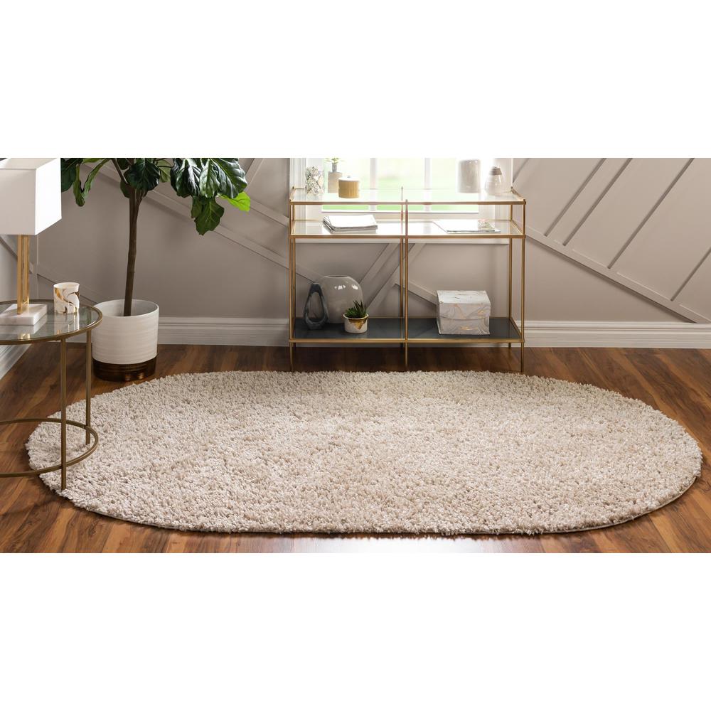 Unique Loom 8x10 Oval Rug in Linen (3153380). Picture 4