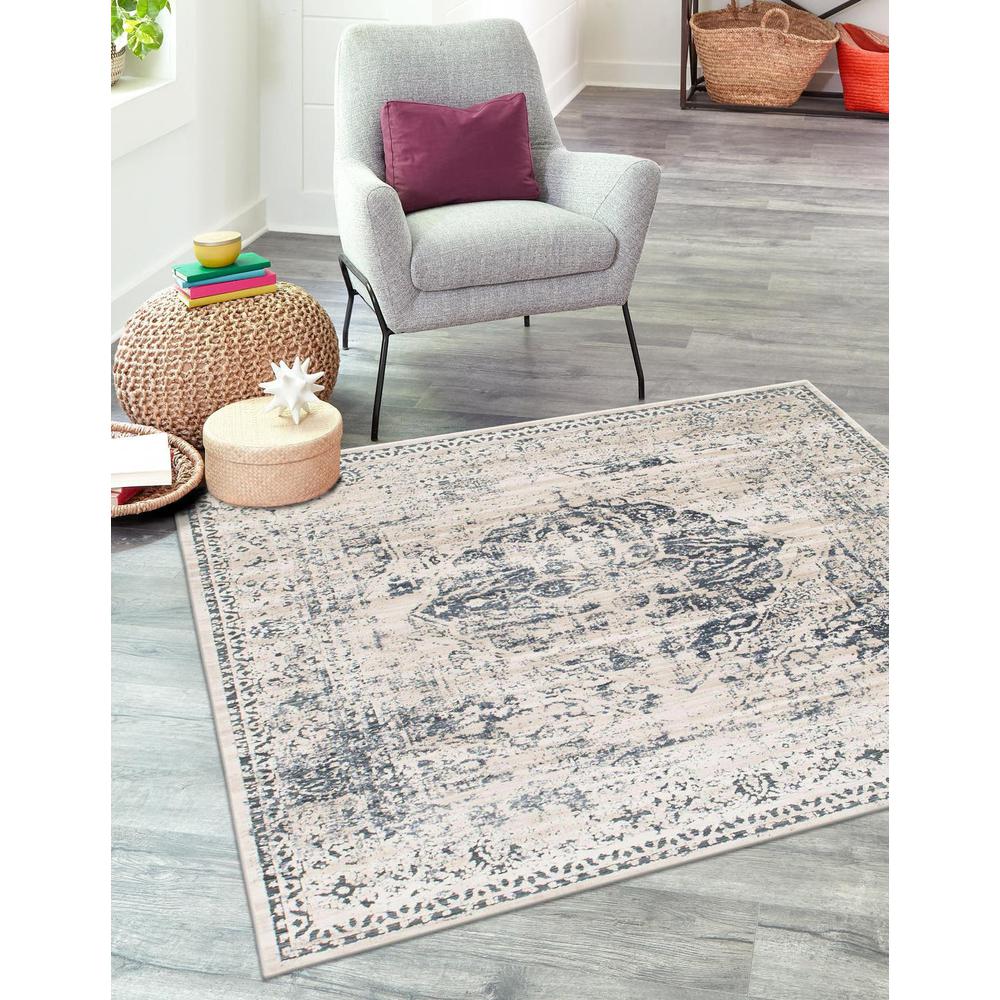 Chateau Hoover Area Rug 6' 1" x 6' 1", Square Dark Blue. Picture 2