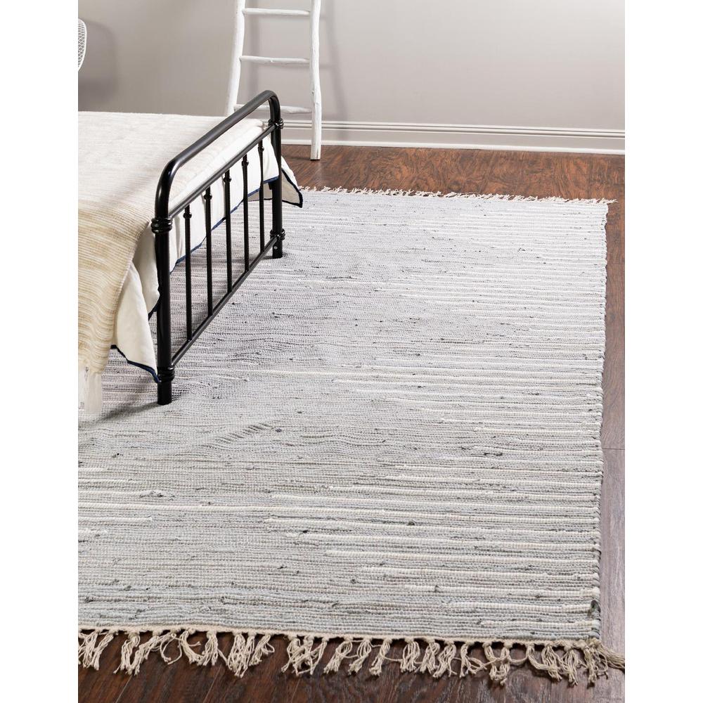 Chindi Cotton Collection, Area Rug, Light Gray, 5' 1" x 8' 0", Rectangular. Picture 2