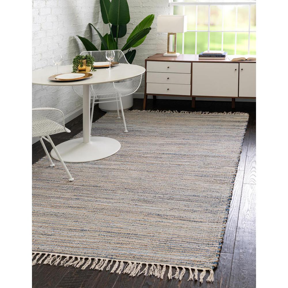 Chindi Jute Collection, Area Rug, Blue, 3' 3" x 5' 1", Rectangular. Picture 1