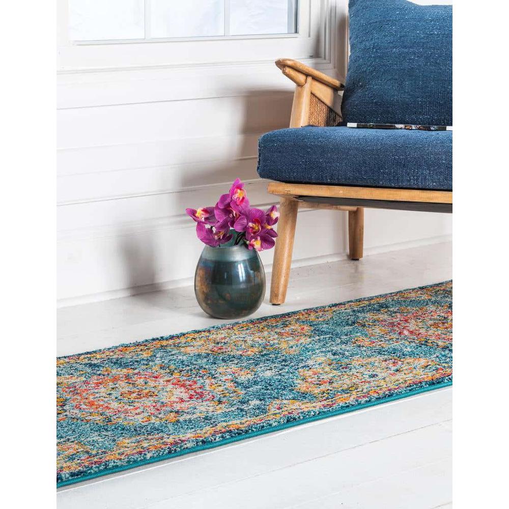Penrose Alexis Area Rug 2' 7" x 16' 5", Runner Blue. Picture 3