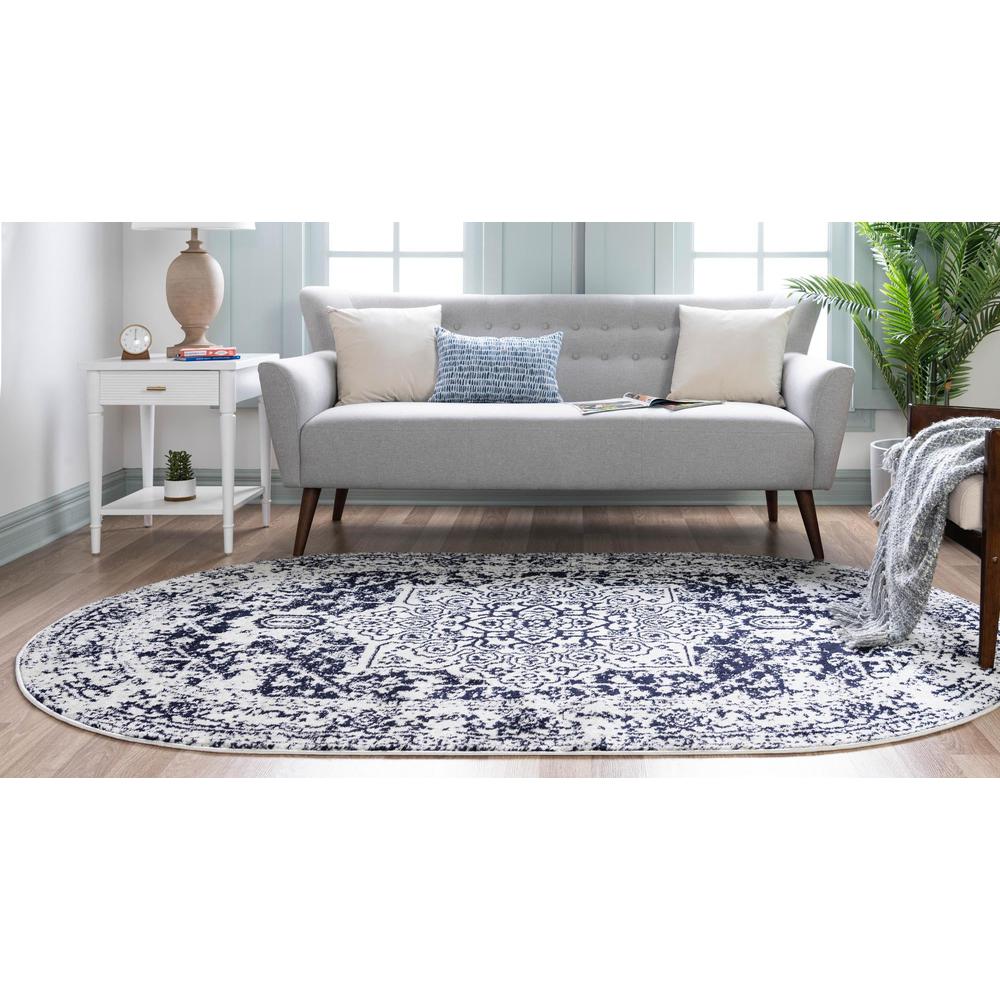 Unique Loom 8x10 Oval Rug in Blue (3150316). Picture 4