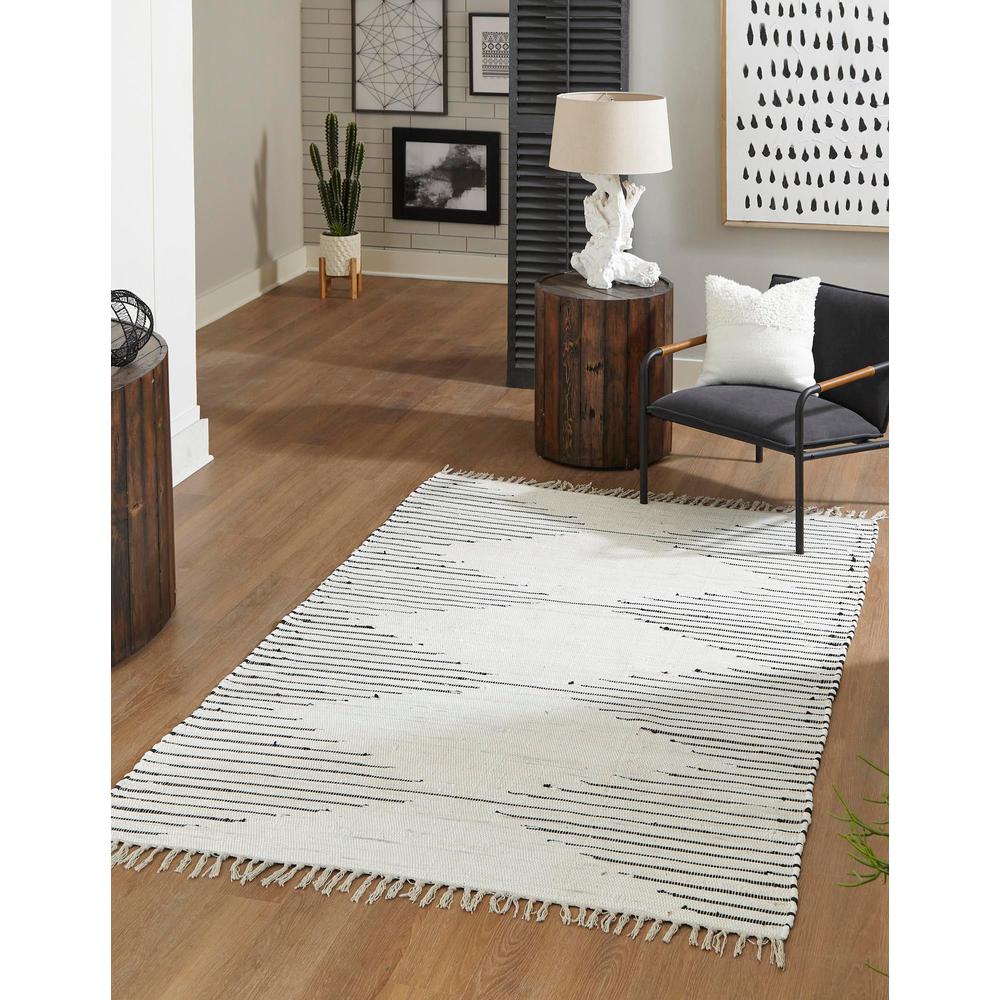 Chindi Cotton Collection, Area Rug, White, 3' 3" x 5' 1", Rectangular. Picture 2