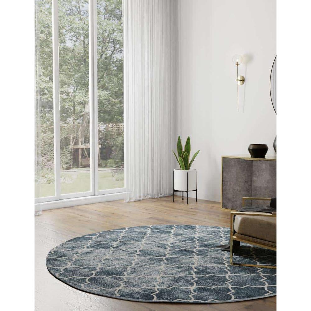 Uptown Area Rug 7' 10" x 7' 10", Round Navy Blue. Picture 3