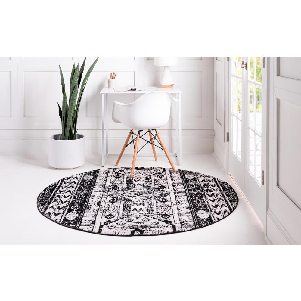 Unique Loom 7 Ft Round Rug in White (3152051). Picture 4
