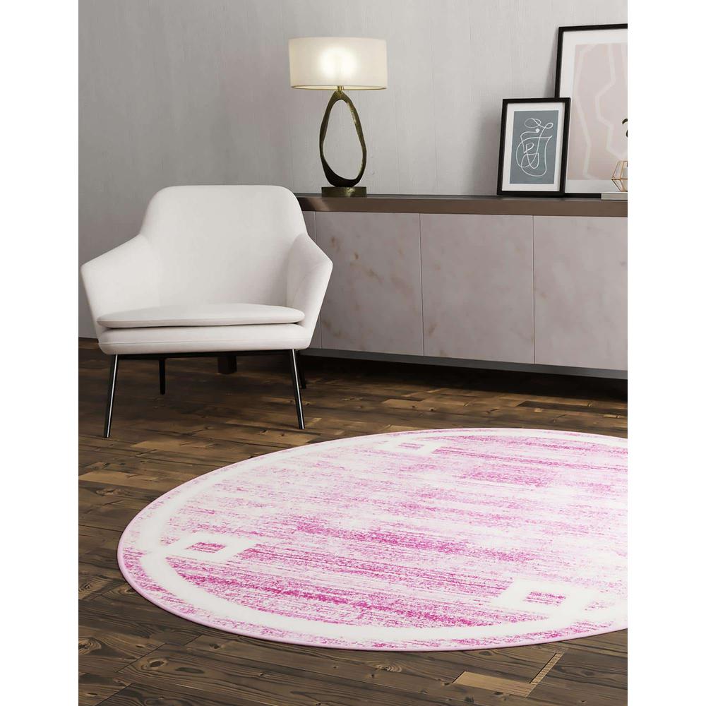Uptown Lenox Hill Area Rug 5' 3" x 5' 3", Round Pink. Picture 3