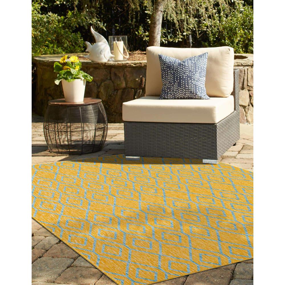 Jill Zarin Outdoor Turks and Caicos Area Rug 9' 0" x 12' 0", Rectangular Yellow and Aqua. Picture 3