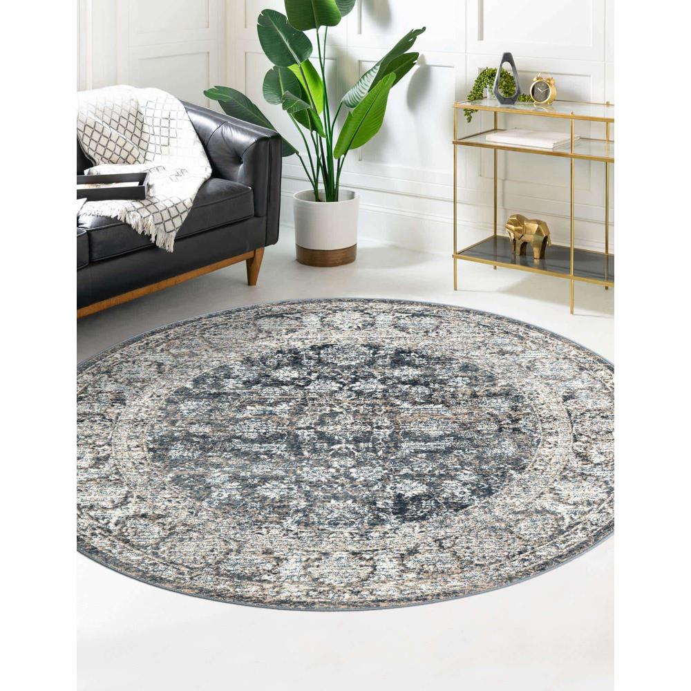 Uptown Area Rug 5' 3" x 5' 3", Round, Navy Blue. Picture 3